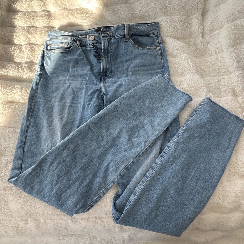 7 For All Mankind Light Blue cropped skinny Jeans
